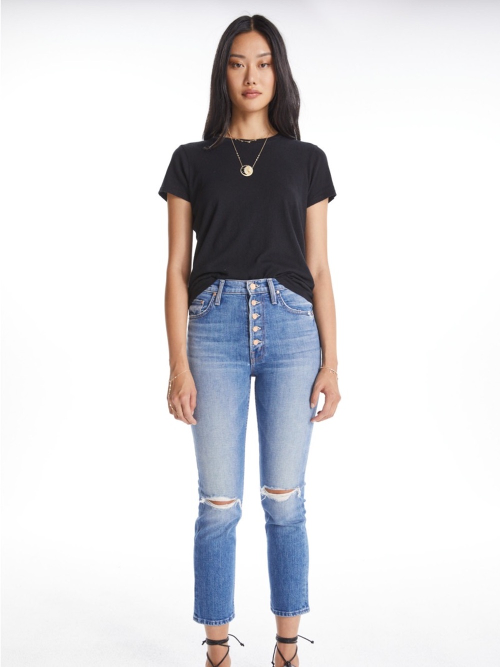 MOTHER DENIM THE PIXIE TOMCAT CROP NOT CUT AND PASTED HIGH RISE JEANS
